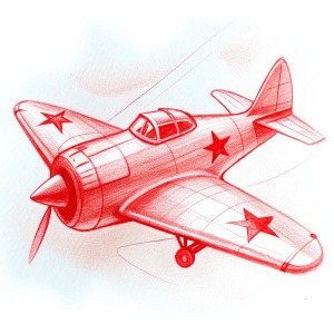 Yak 3 aircraft with a red star with a hammer and sickle. camouflage color
