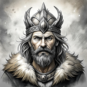 Nordic Surt - Ruler of Muspellsheim - perfect realistic art, high-definition grey and black, white background tattoo design