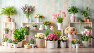 Product photography props Decorate the background to look clean, modern, and have space for placing products by adding plants and flowers to the scene to make it look lively and colorful, but it doesn't have to be a lot. To have space for placing products in front