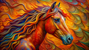 Very detailed horse portrait pop art