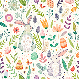 easter minimalist doodles seamless pattern tile, white ground