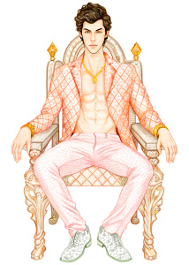 Sketch, body whole, face  arrogant, pose arrogant, smile evil, sitting in throne of diamonds, Shawn Mendes, prince  style, novel style, 2D, flatlines, illustration drawing sketch, details, homogeneous texture