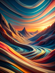 Create a digital artwork with flowing, dynamic lines and contrasting shades.