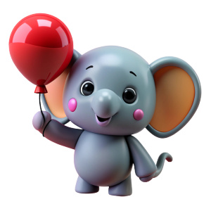 cute elephantholding a balloon
