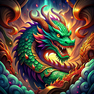 The year of the wood dragon, comic effect, dynamic and aesthetic, 3D color effects, edgy and modern ((Comic-Style)), trending on artstation