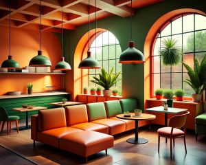 stylish modern pizzeria premises in subdued colors