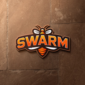 The SWARM logo, featuring stylized 'SWARM' in vibrant orange against a rustic brown backdrop. Modern and eye-catching design.