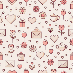 valentine day minimalist doodles for seamless pattern tile, light background