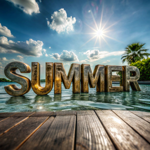 летнее настроение, написано слово summer