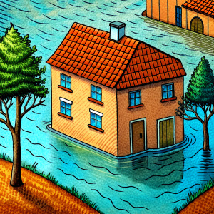 Cartoon style image of a flood