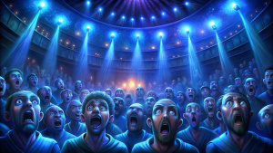 A collective gasp rippled through the audience as they looked around in confusion. 
