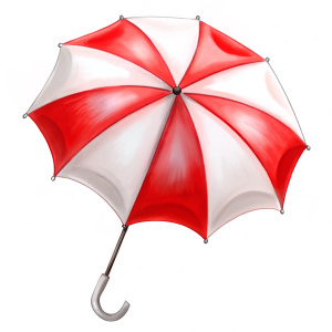 clipart drawing, a pretty red and white umbrella, on a white background