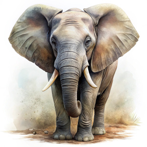 Elephant, transparent background, watercolor