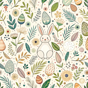 easter minimalist doodles seamless pattern tile, white ground