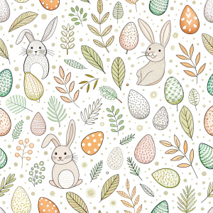 easter minimalist doodles seamless pattern tile, white ground