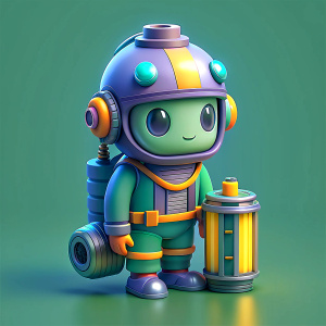 3d toy battery with helmet